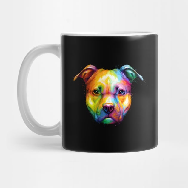 American Pit Bull Terrier Colorful Painting by stonemask